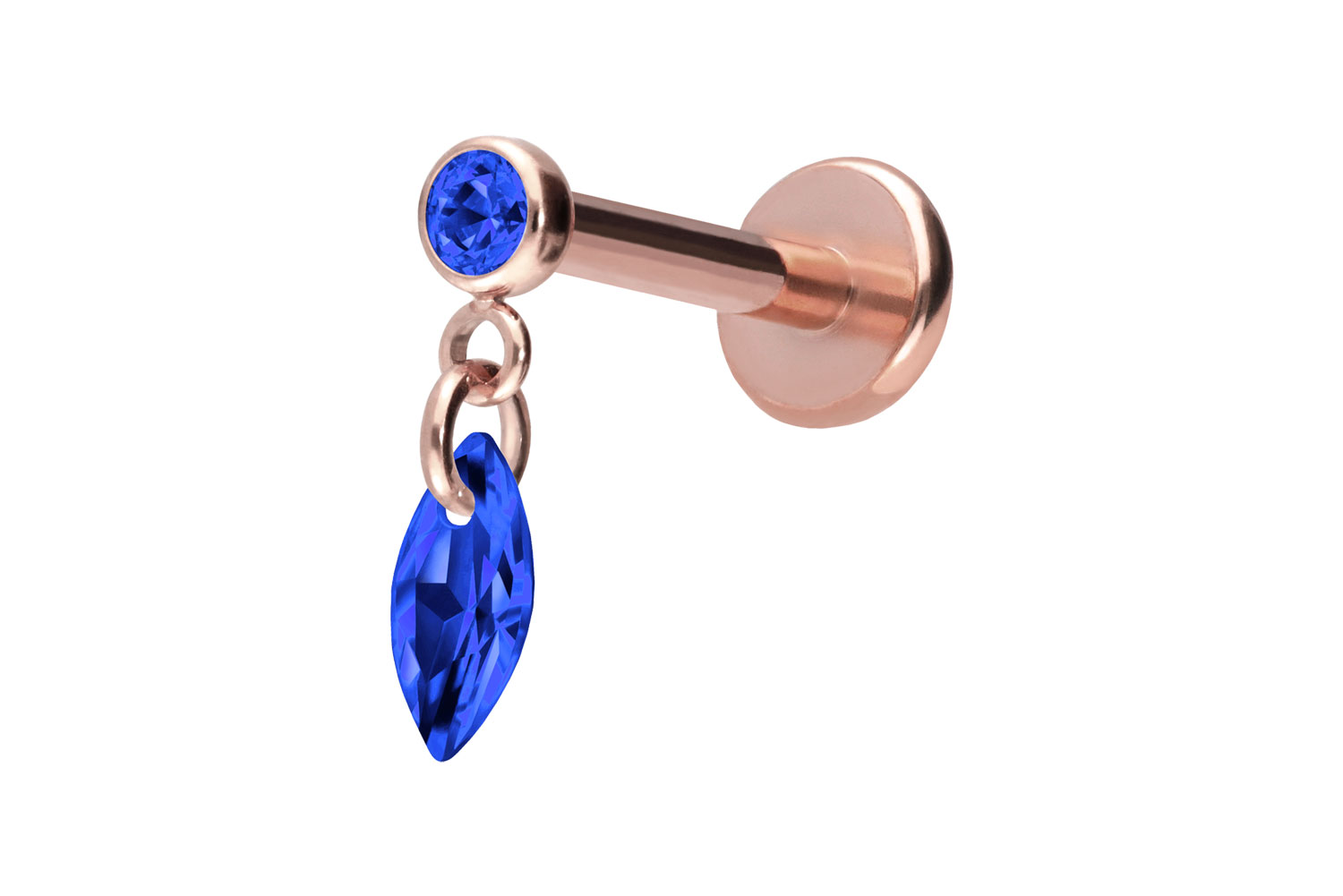 Titan Labret Piercing mit Push Fit KRISTALLOVAL